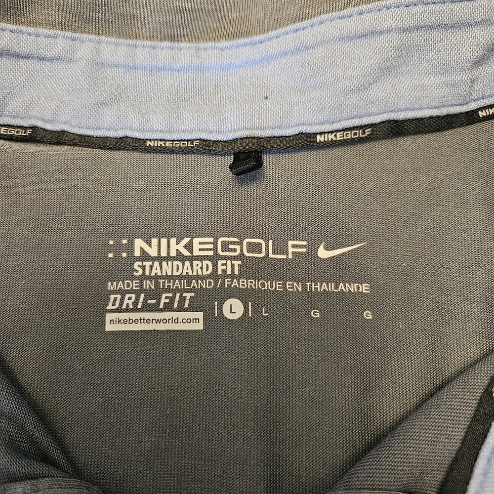 Nike Dri Fit Golf Performance Polo Shirt Mens‎ Sz Large Gray Stripes Athletic